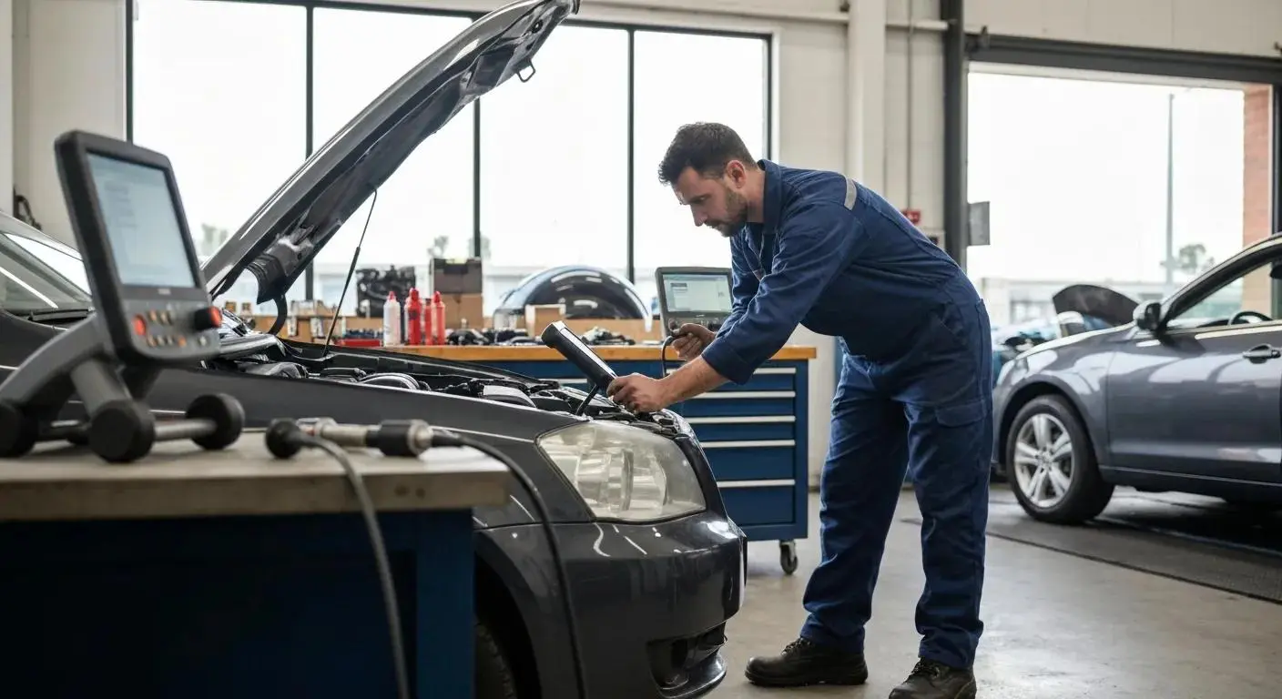 Family-owned automotive workshop in Castle Hill with a mechanic using modern diagnostic tools